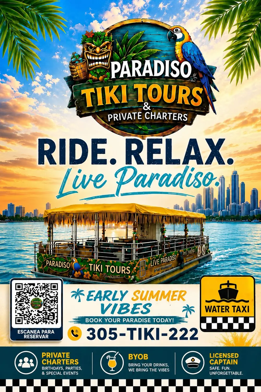Paradiso Tiki Tours — Ride. Relax. Live Paradiso. Miami's premier tiki boat experience