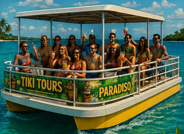 Private charter guests enjoying the Tiki Paraiso